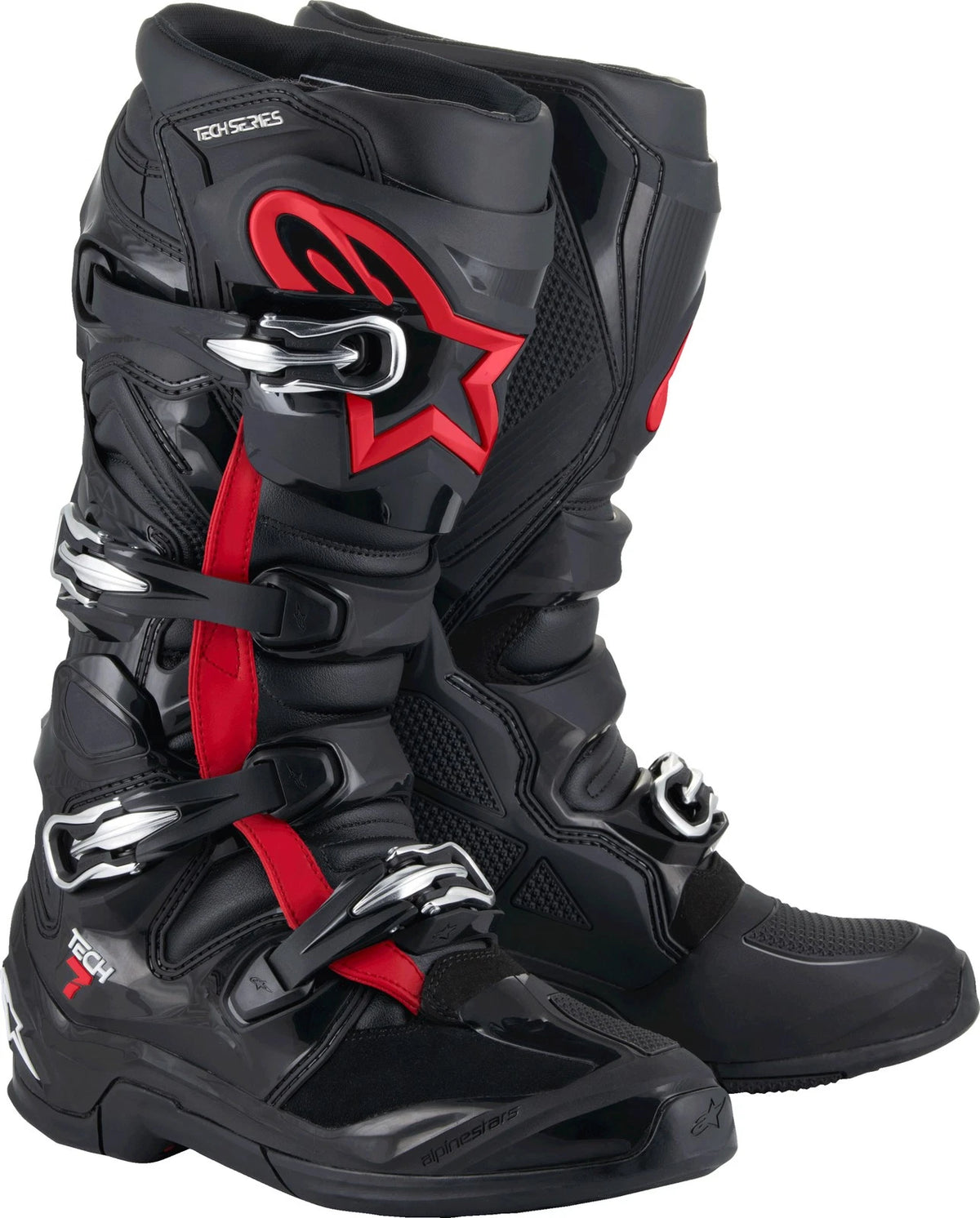 Alpinestars Tech 7 Offroad Motorcycle Boots US 7 Black Fluorescent Red