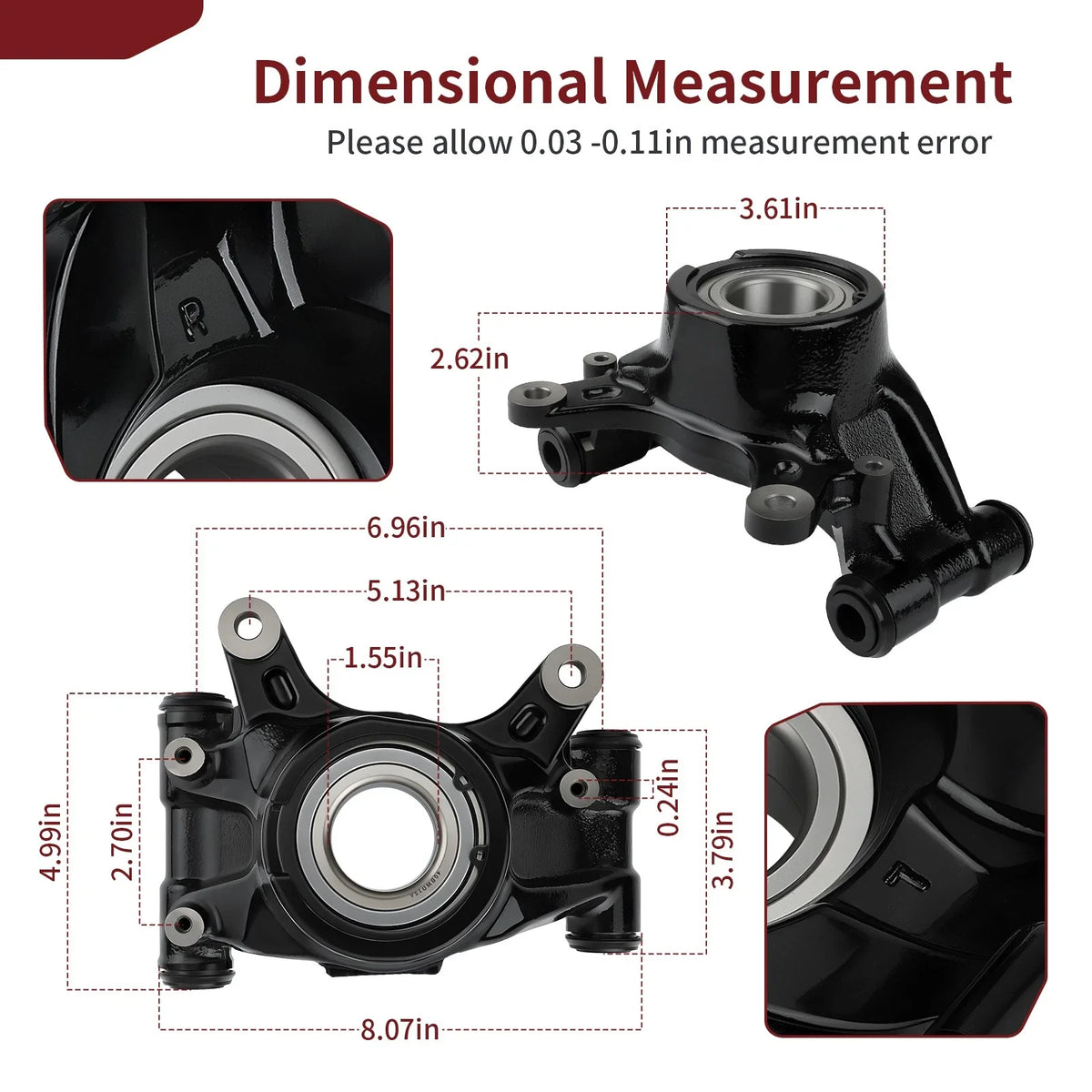 Rear Left Right Knuckle Kit & Bearing for Honda Pioneer 1000 (2016–2024)