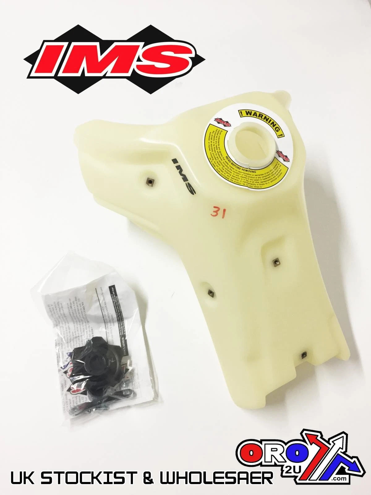 IMS Natural 2.5 Gal Fuel Tank+Screw Cap Kawasaki KX450 2019-2023