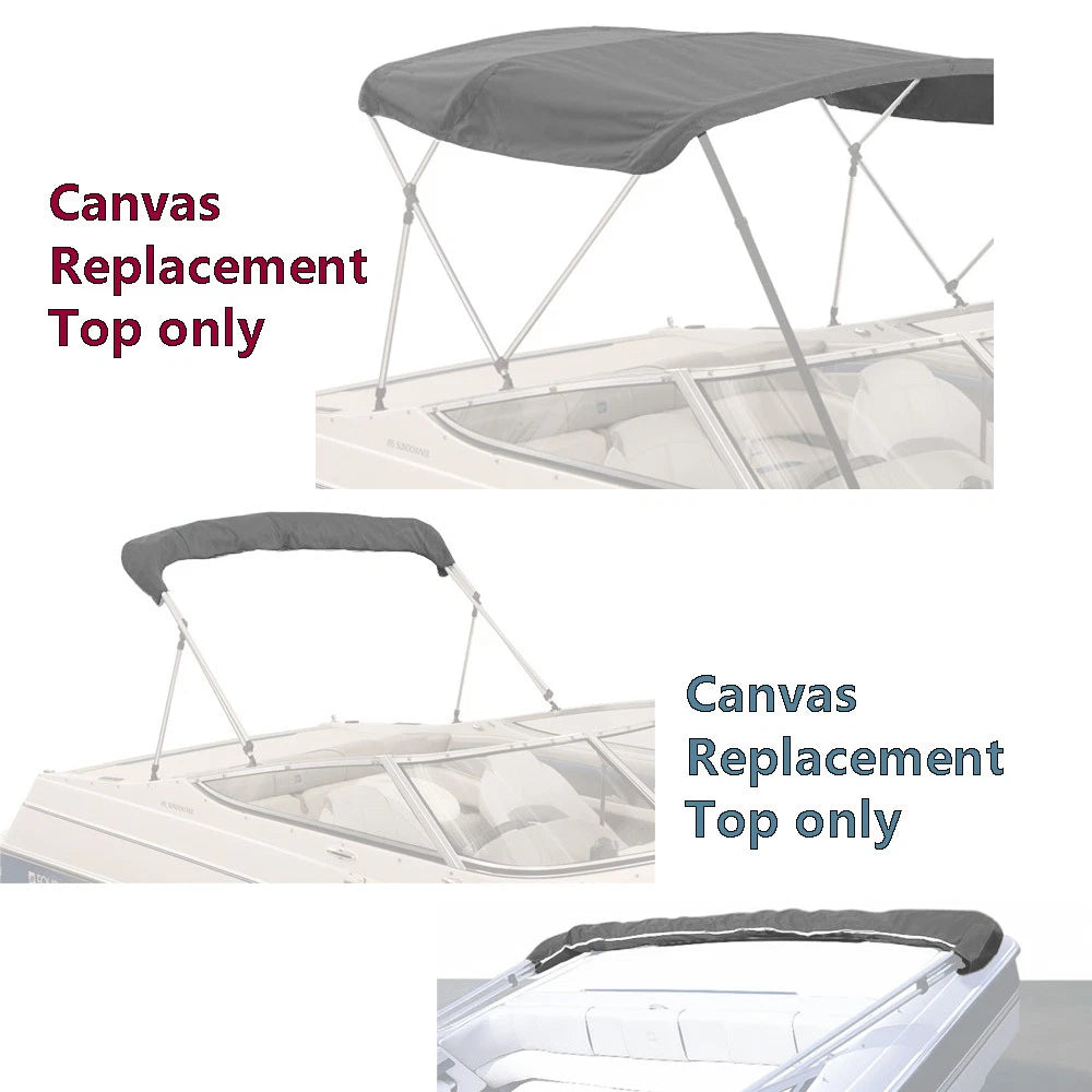 BIMINI TOP BOAT COVER CANVAS FABRIC GREY with BOOT FITS 3 BOW 72"L 54"H 61" - 66"W