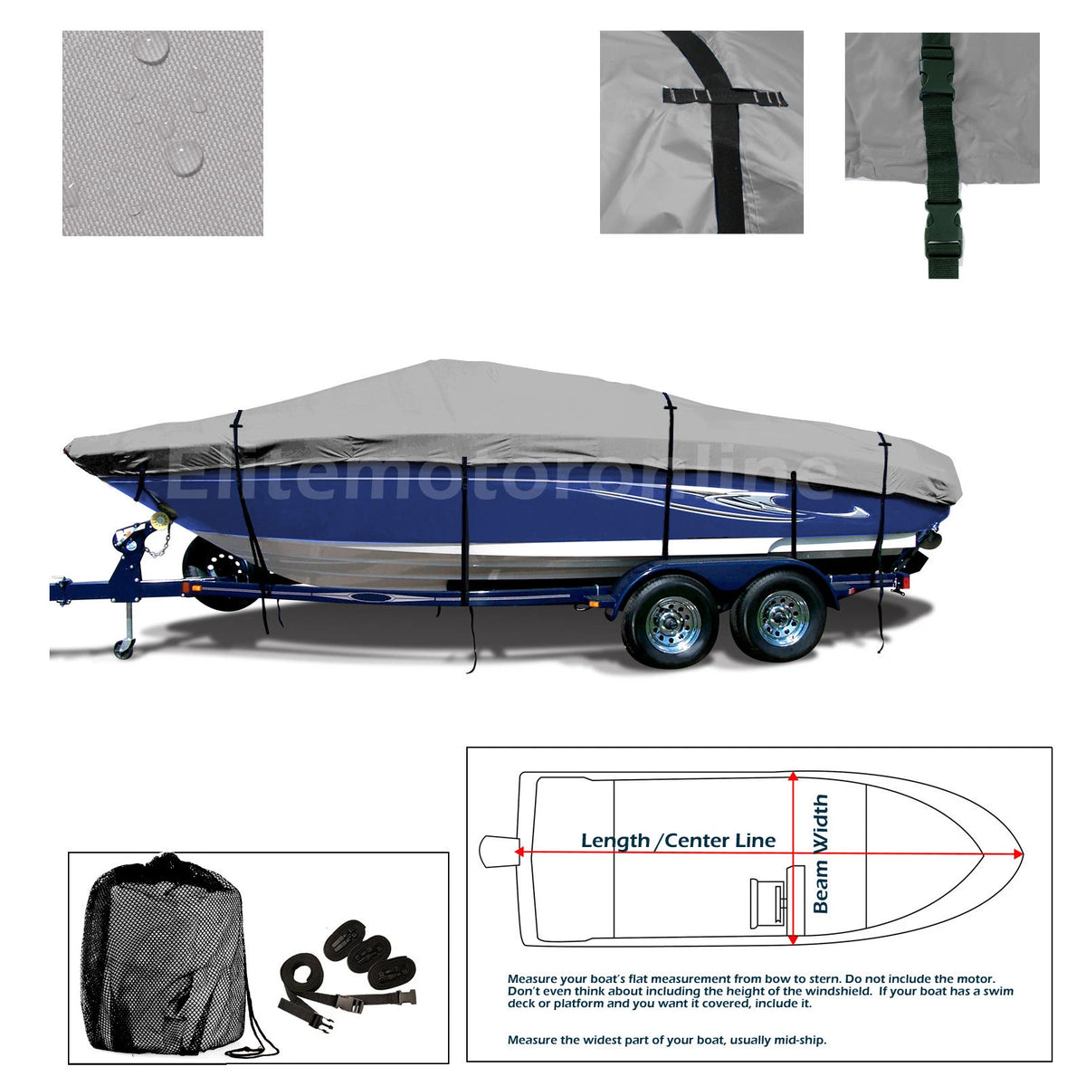 Sea Ray 230 SLX BR Bowrider Heavy Duty Trailerable Boat Cover 600D Heavy Duty