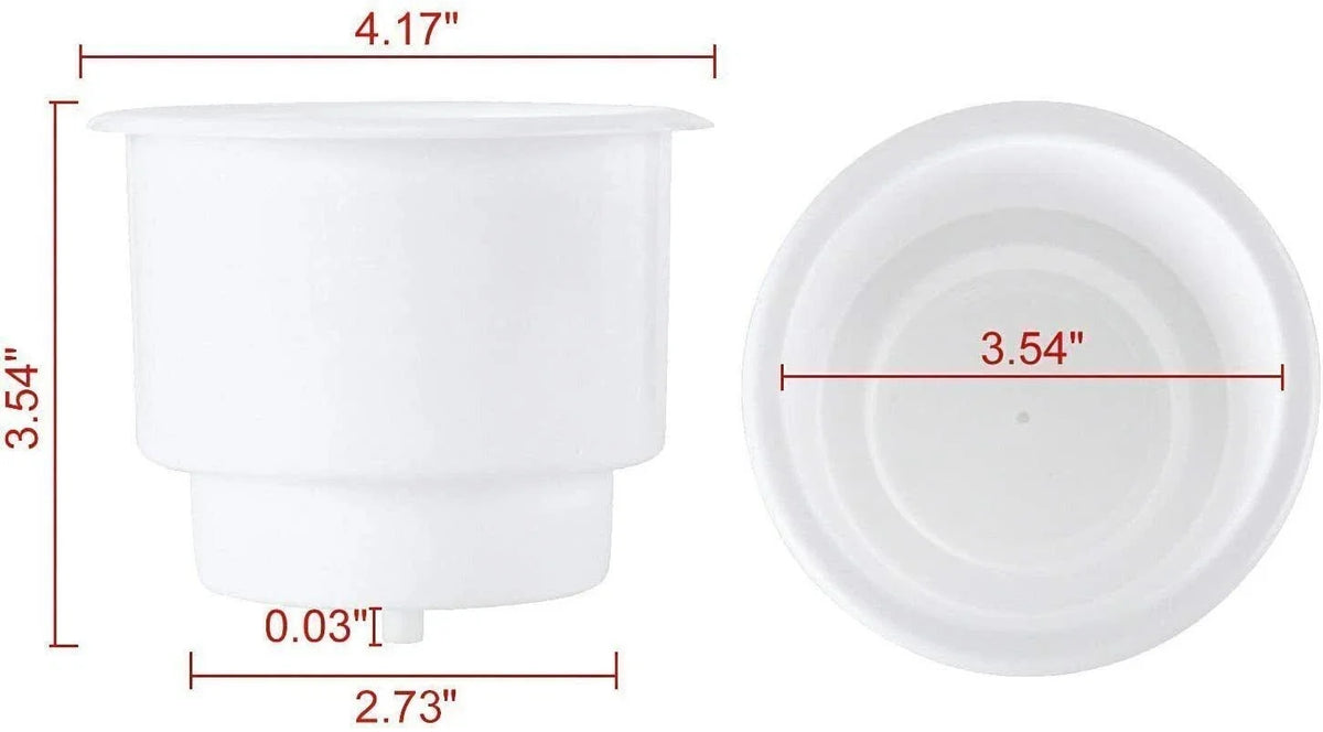 10Pcs White Recessed Plastic Cup Drink Holder with Drain for Boat