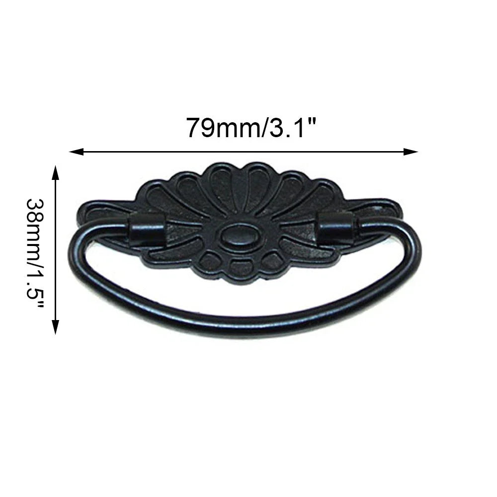 10X Black Vintage Door Pull Handle Knob Zinc Alloy for Cabinets