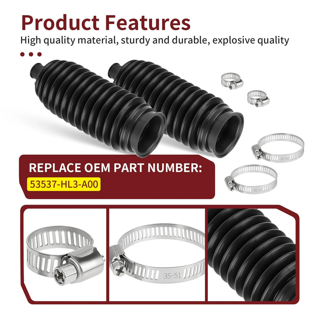 2X Tie Rod Boot w/ Clamp for Honda Pioneer 500 520 700 700-4 1000 (2016–2023)