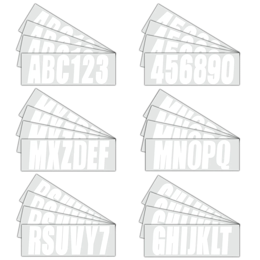 Set of 4 Custom Boat Registration Numbers Decal Stickers A-Z 0-9 White