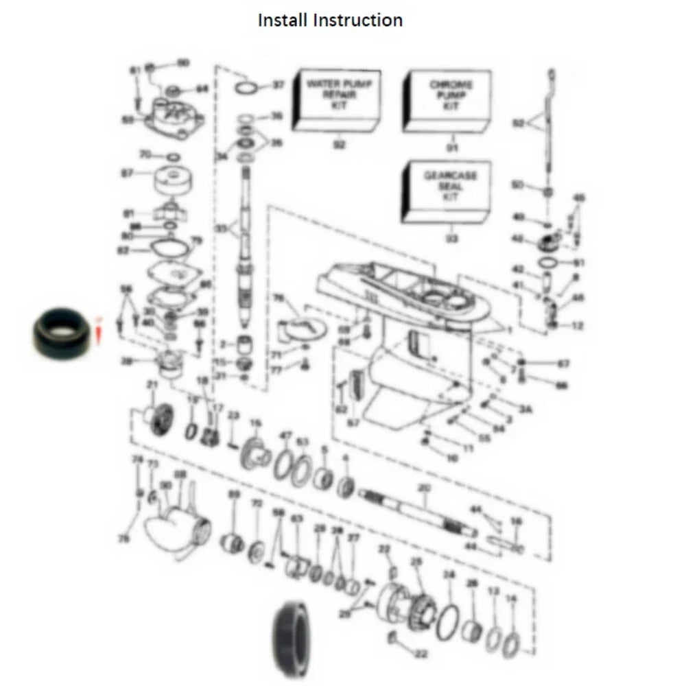 Seal Kit for Johnson Evinrude 35 40 48 50 HP 2 Cylinder Lower Unit (433550)