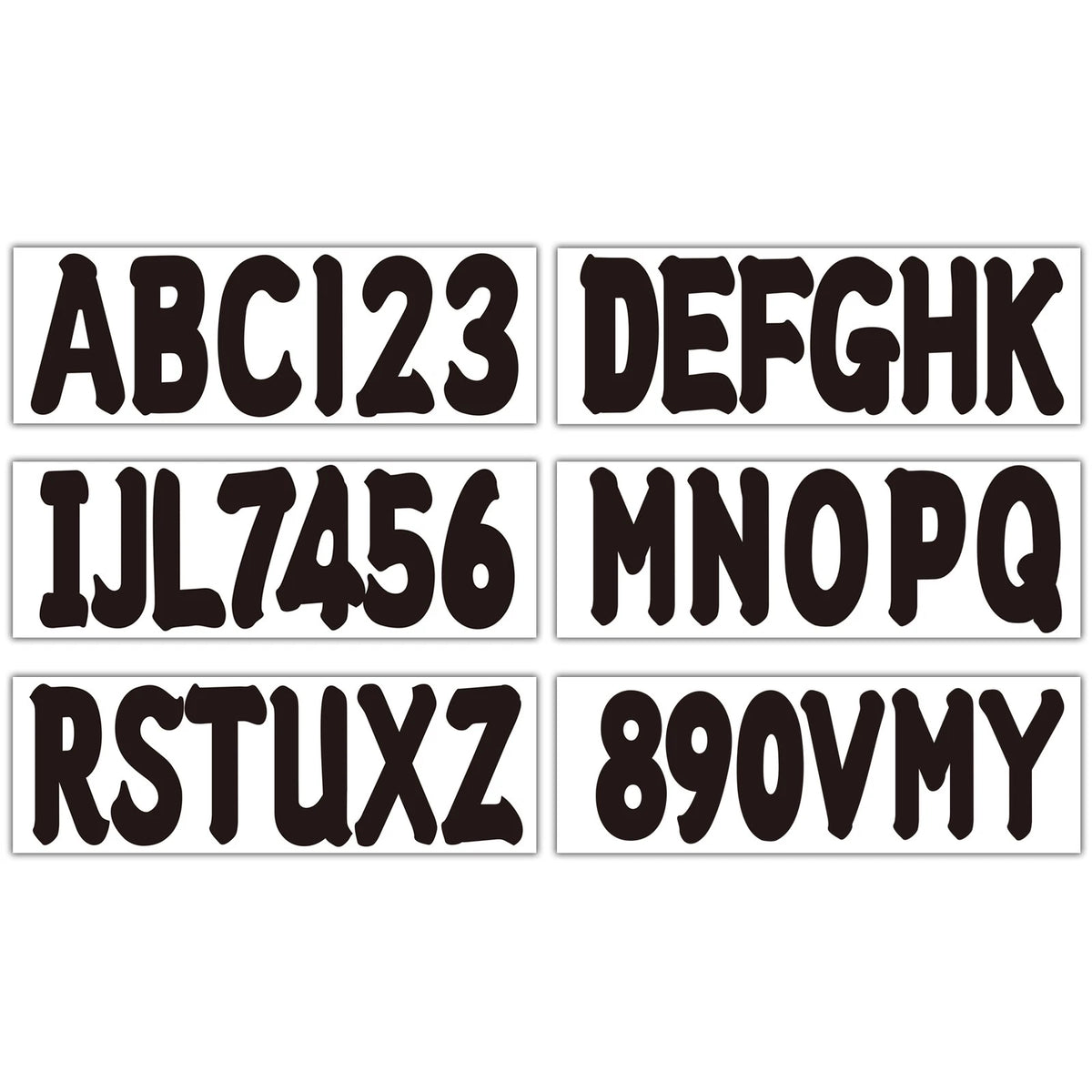Black 3" Boat Registration Decals A-Z Letters & 0-9 Numbers 4 Sets