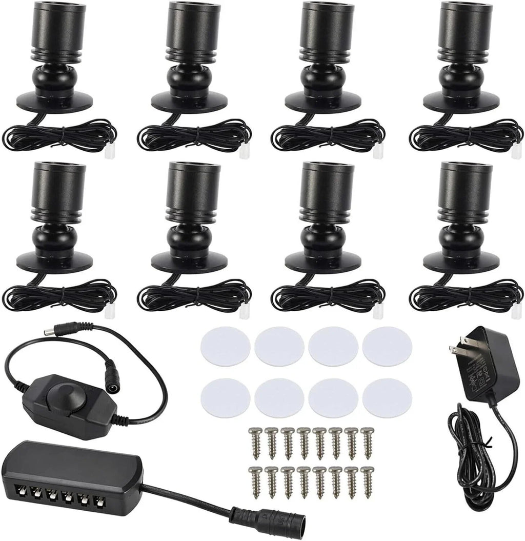 8Pack Dimmable LED Mini Spotlight for Display Cabinet Showcase (6400K)