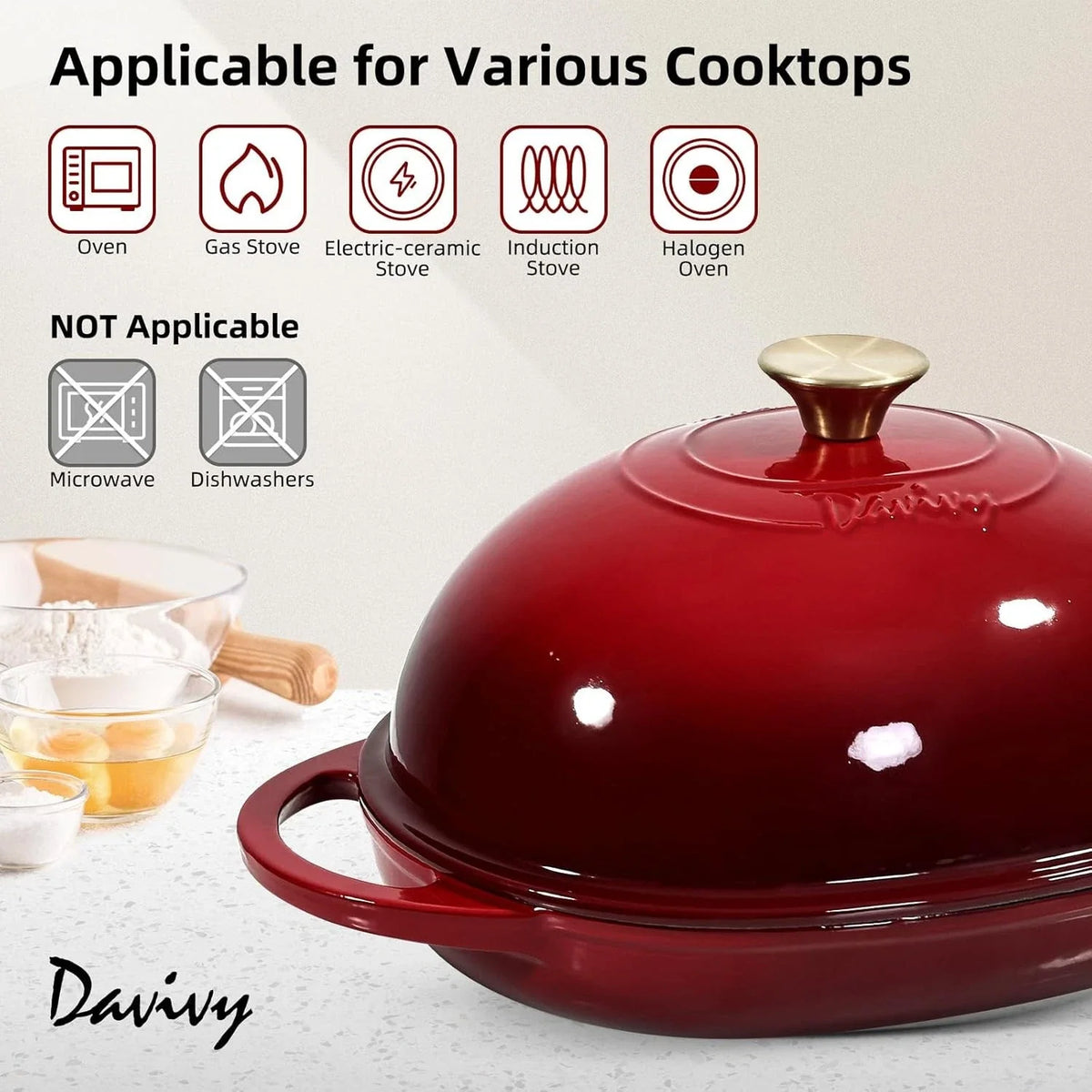 6QT Enameled Dutch Oven for Bread Baking