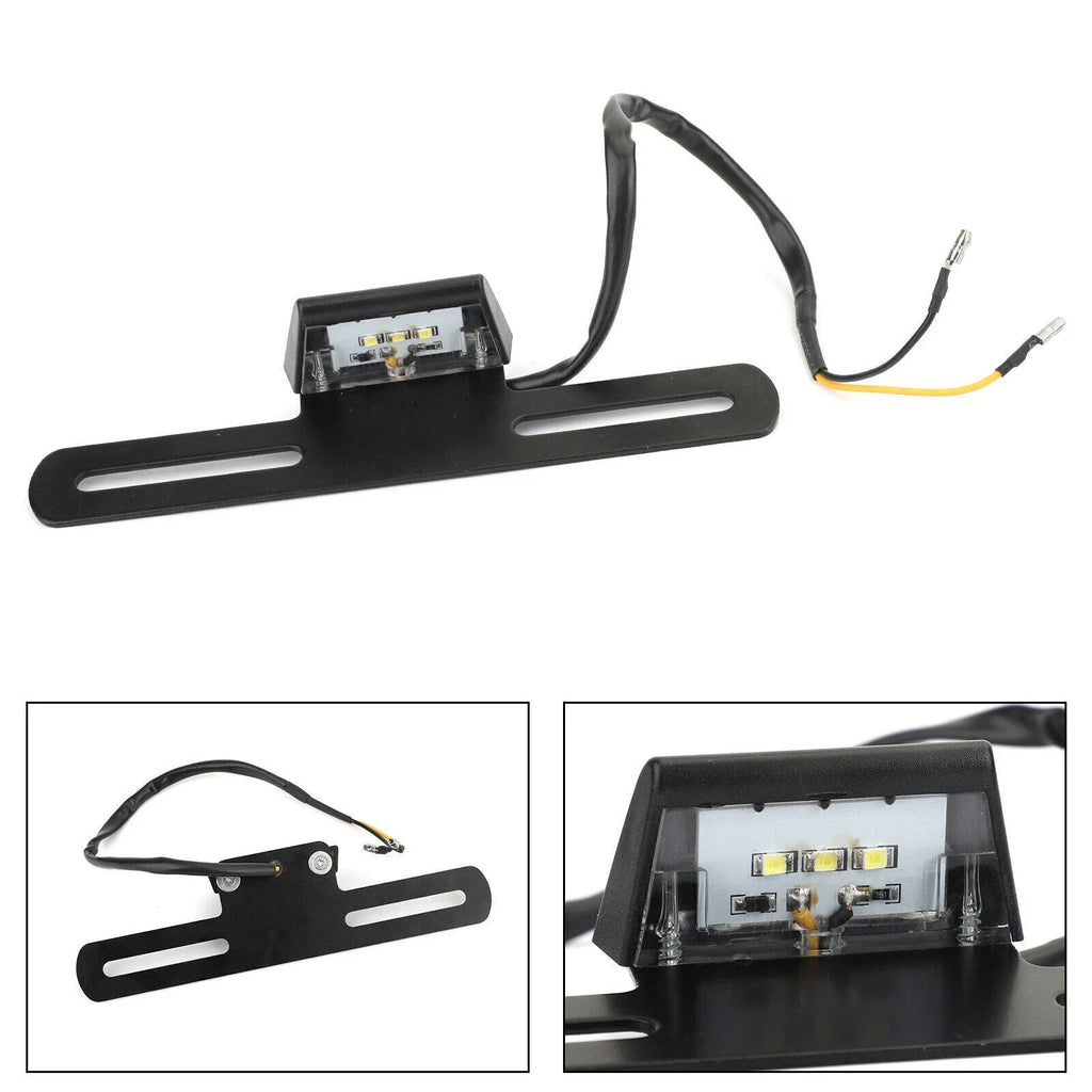 Universal Motorcycle License Plate Bracket w/ Light for Honda Kawasaki T9
