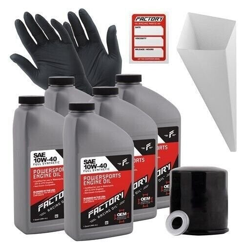 Factory Racing Parts 10W40 5Qt Oil Change Kit for Kawasaki KAF700 Mule Pro-MX