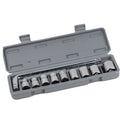 Carbon Steel 10PCS Socket Wrench Set Metric Sizes 8mm to 24mm Gray Storage Box