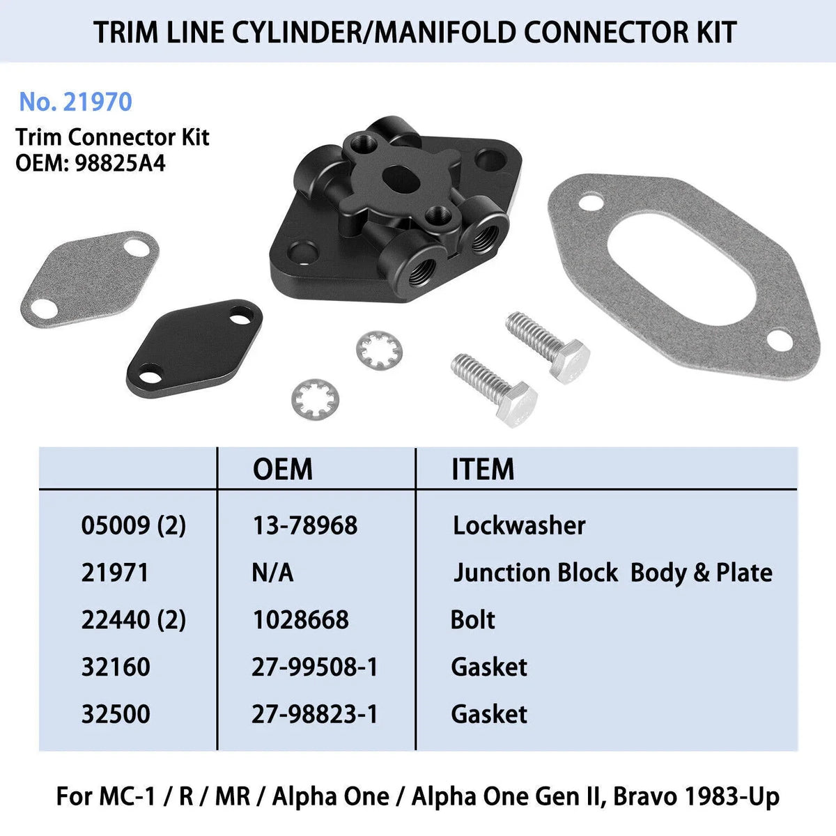 Outdrive Trim Line Manifold for MerCruiser Alpha Bravo (98825A4, 8M0080805, 8M0137703)