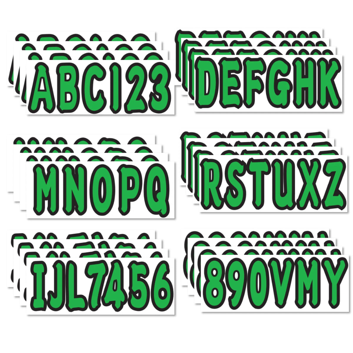 Boat Registration Identification Numbers Sticker Decals 4Sets of A-Z & 0-9 Green