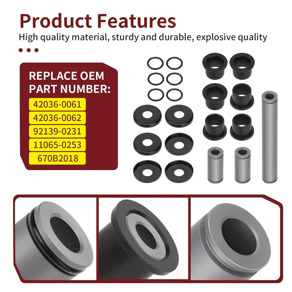 Front Upper + Lower A-Arm Bearing Bushing Kit for Kawasaki Teryx4 750 (2012–2013)