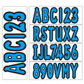 Set of 4 Marine Blue Number and Letter Stickers for Boat & Personal Watercraft