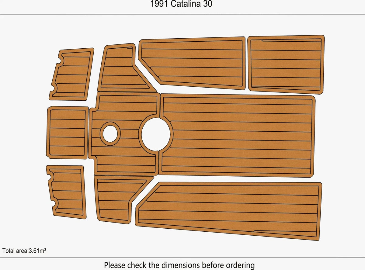 EVA Pad for Catalina 30 Boat (1991) - Faux Teak Deck Flooring Mat