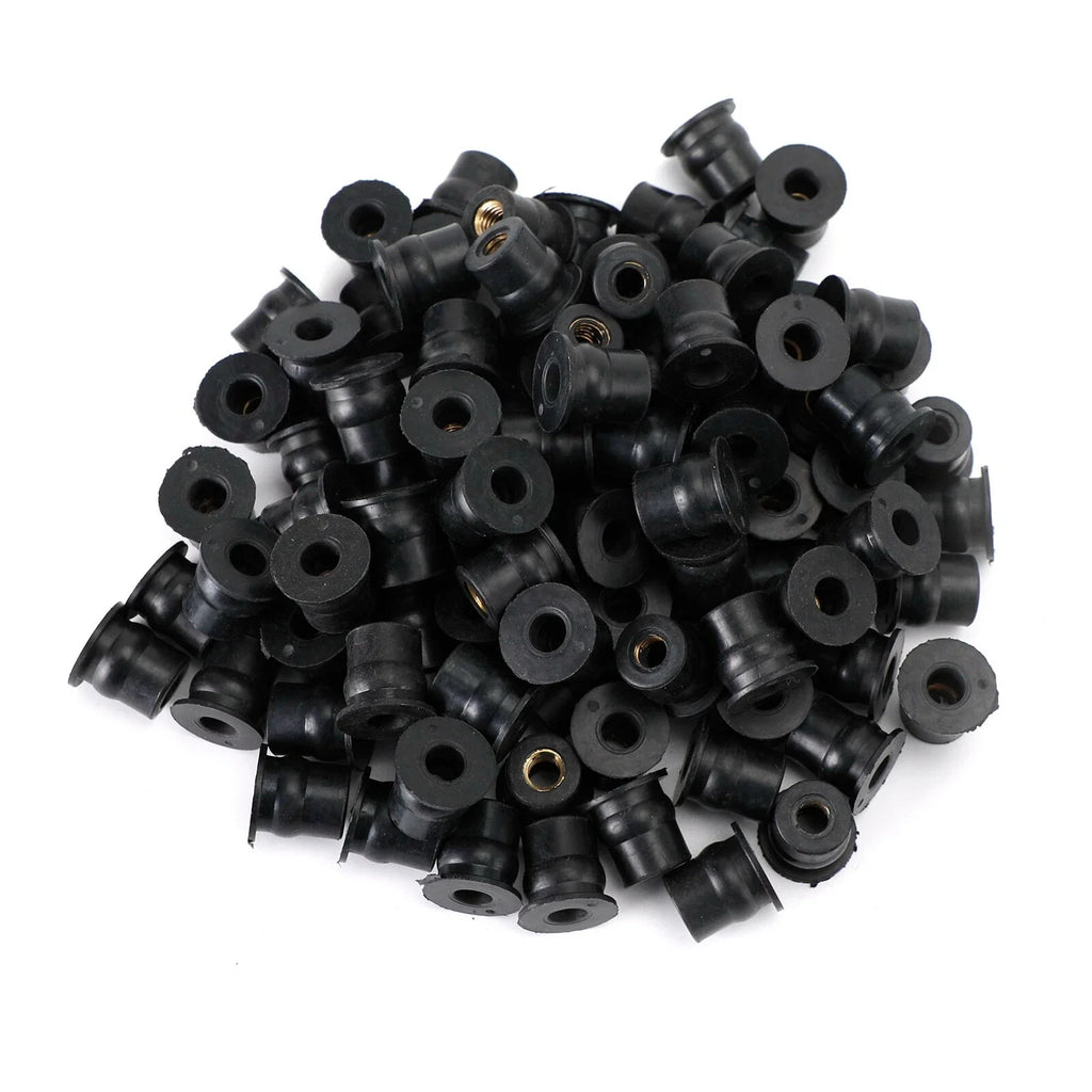 Set of 100 M6 Rubber Well Nuts for Fairing & Screen Fixing