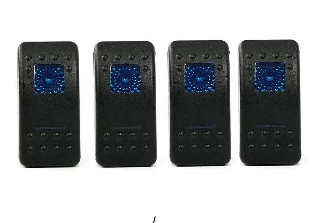 4Pcs 12V 20A Blue LED Rocker Switch Waterproof DPDT 7 Pin for Marine