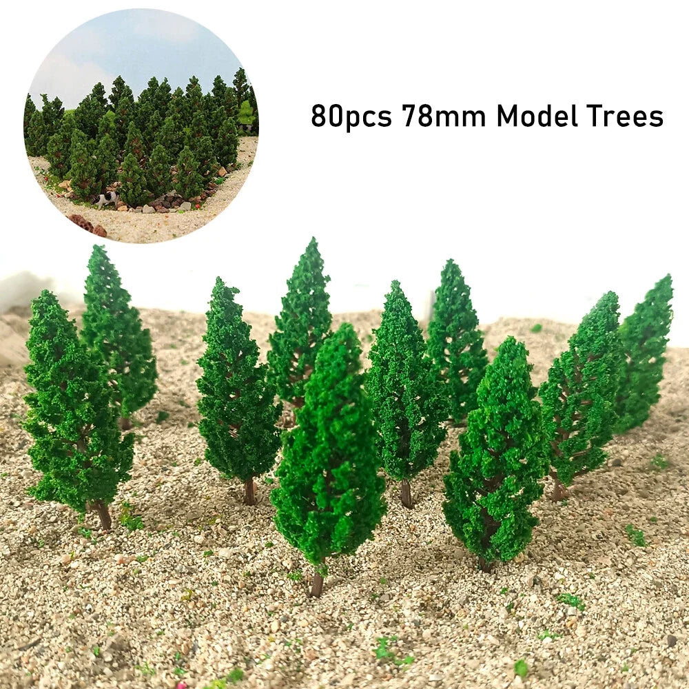 80Pcs Model Trees for Train Railroad Wargame Park Scenery (Scale DIY)