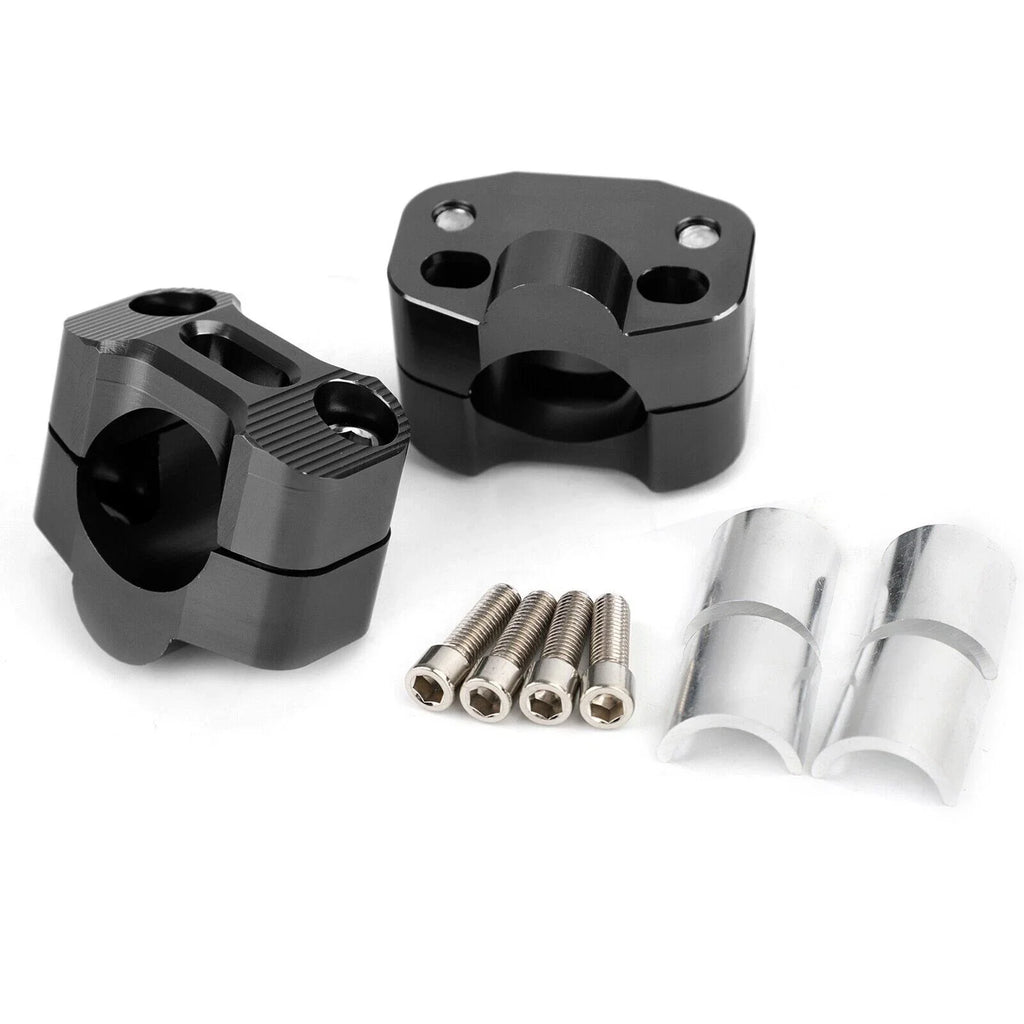CNC Aluminum Handlebar Risers for Universal Clamp Mount (22-28mm) Black T9