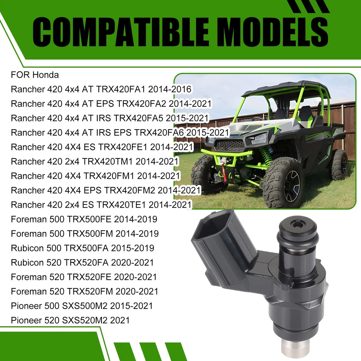 Fuel Injector 16450-HR3-A42 for Honda Pioneer 500 SXS500M2 (2015–2021)