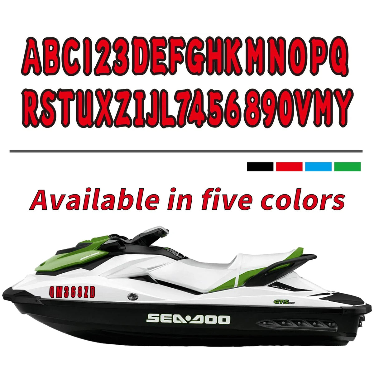 Set of 4 Red Custom Boat Registration Numbers A-Z & 0-9 Decals