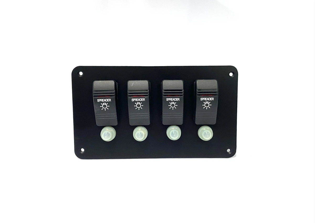 4 Button Spreader Bar Light Switch Panel, Boat, 7" X 4" Black, Carling V1D1, 20A