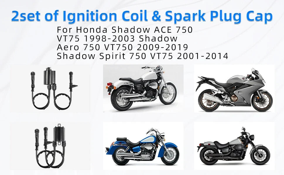 2 Sets of Ignition Coil for Honda VT750C Shadow / VT750CD2 Shadow Ace (1998–2001)