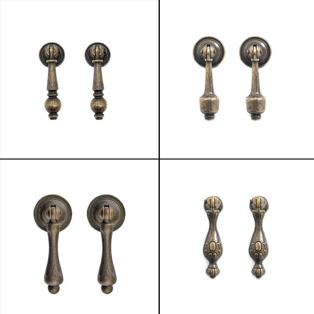 Set of 10 Antique Drawer Pull Knobs for Cabinet Hardware