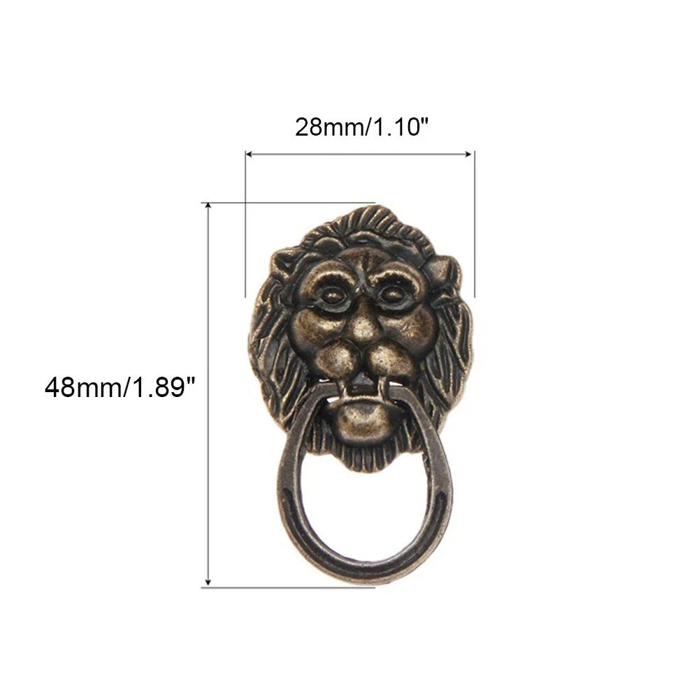 5Pcs Vintage Lion Head Door Pull Handle Knob Zinc Alloy for Cabinets
