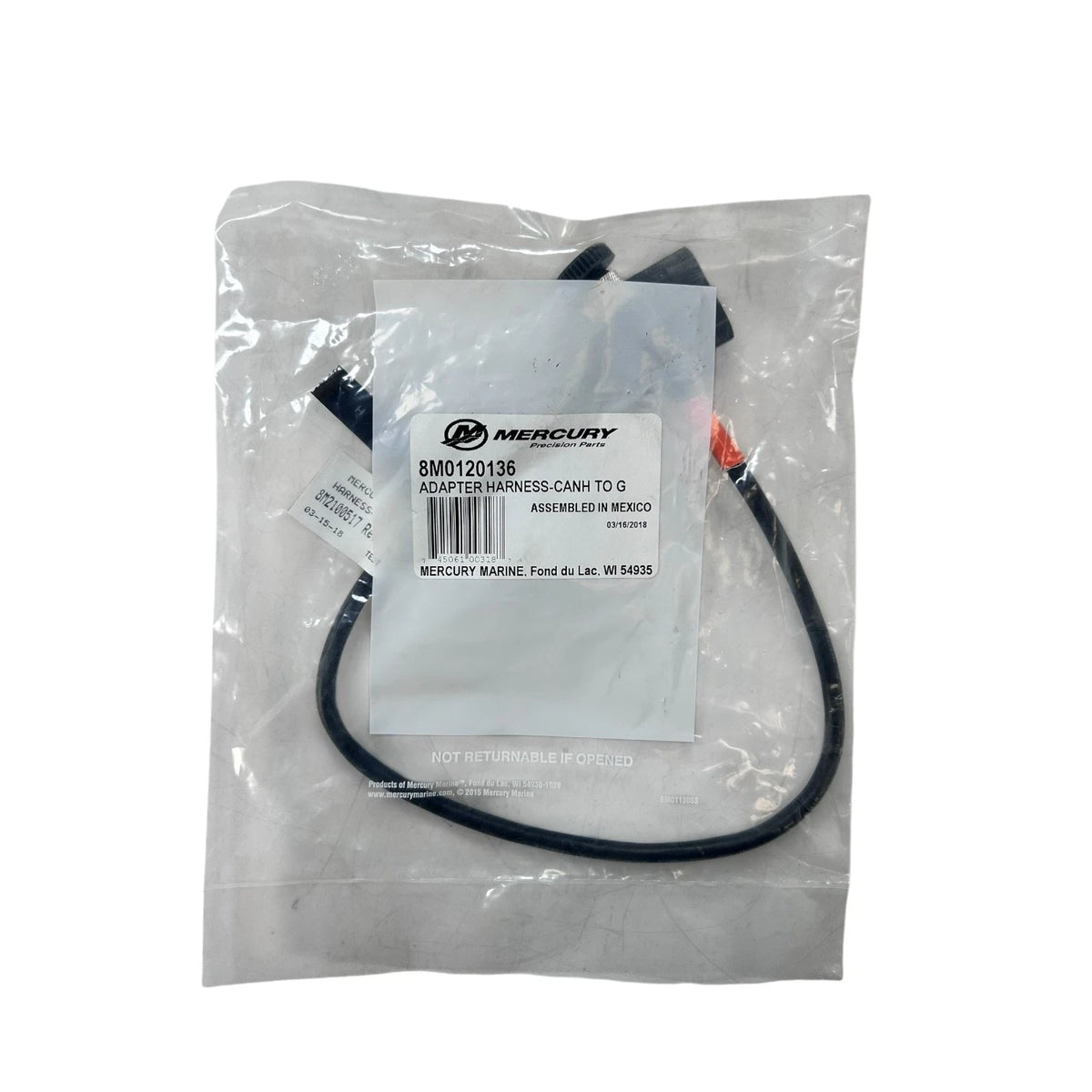 Mercury 8M0120136, Marine CAN H to GTC Connector Adapter Harness, OEM