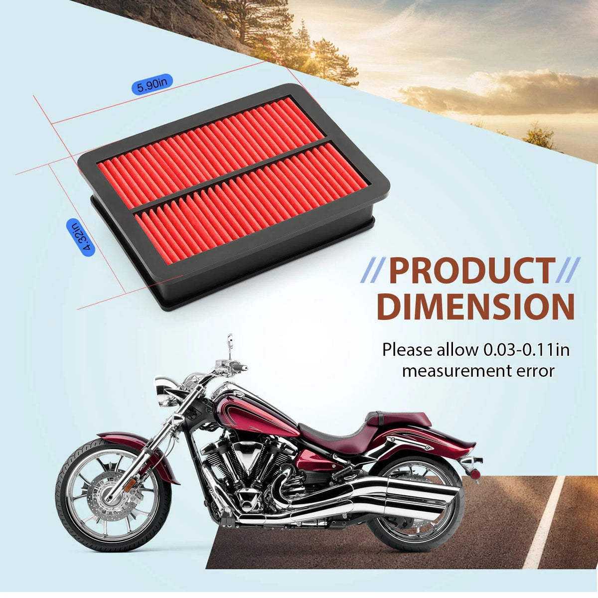 Air Filter Cleaner for Yamaha XV 1900 (2006–2017) 1D7-14461-01-00