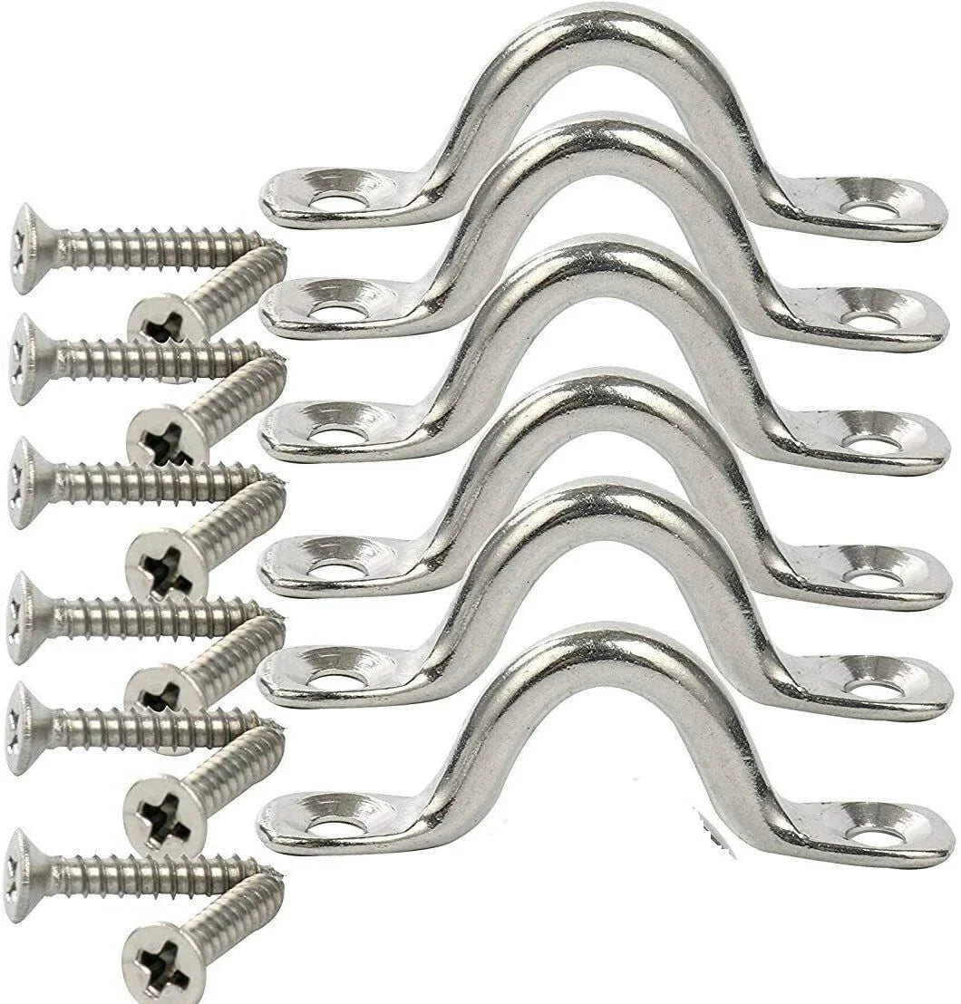 6 Pack Stainless Steel Bimini Boat Top Pad Eye for Marine Use