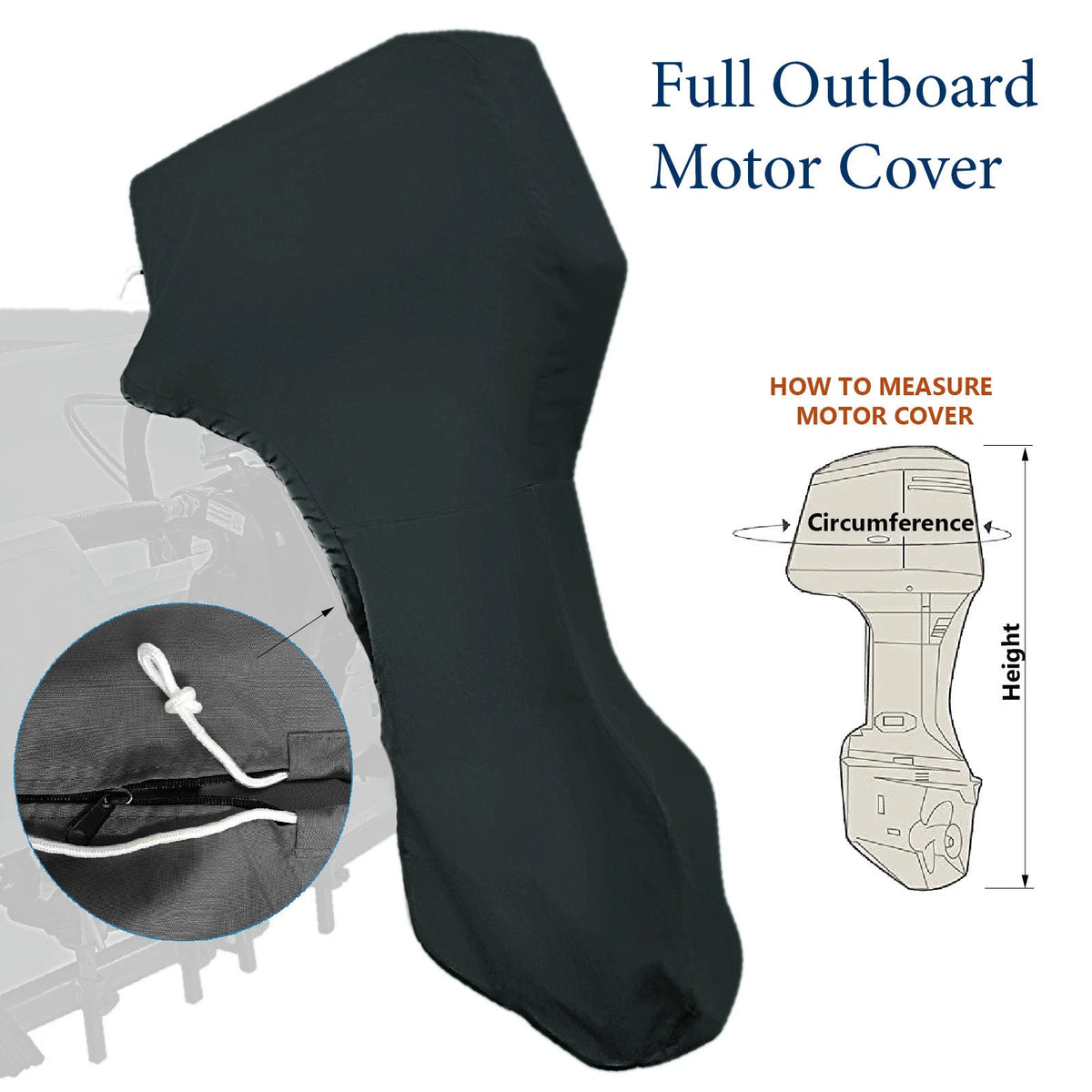 Boat Full Outboard Engine Motor Waterproof Cover Fits Up to 250HP Heavy Duty Pro