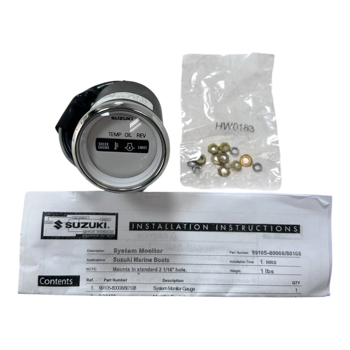 Suzuki 99105-80108, Marine White Engine Monitor - Oil Temperature Gauge 2
