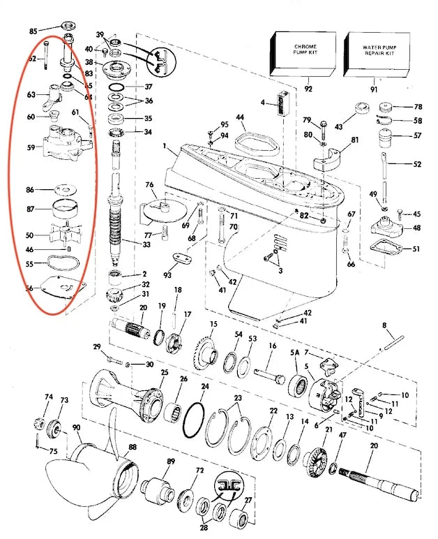 Water Pump Repair Kit for Evinrude Johnson Outboard (439077, 396933, 390770, 18-3399)
