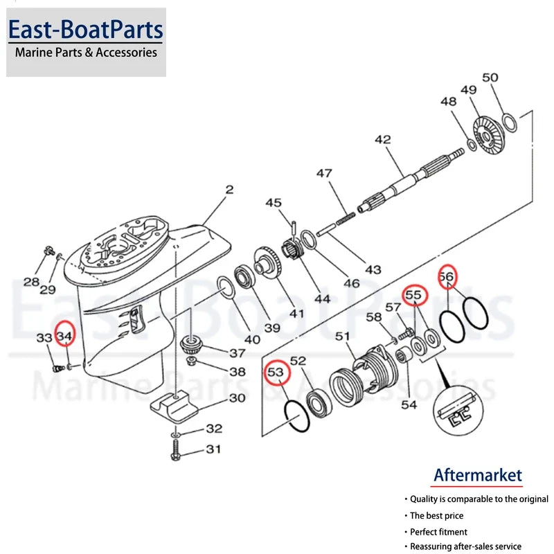 Propeller Shaft Seal Kit for Yamaha Outboard (93210-64ME7, 93210-65M50)