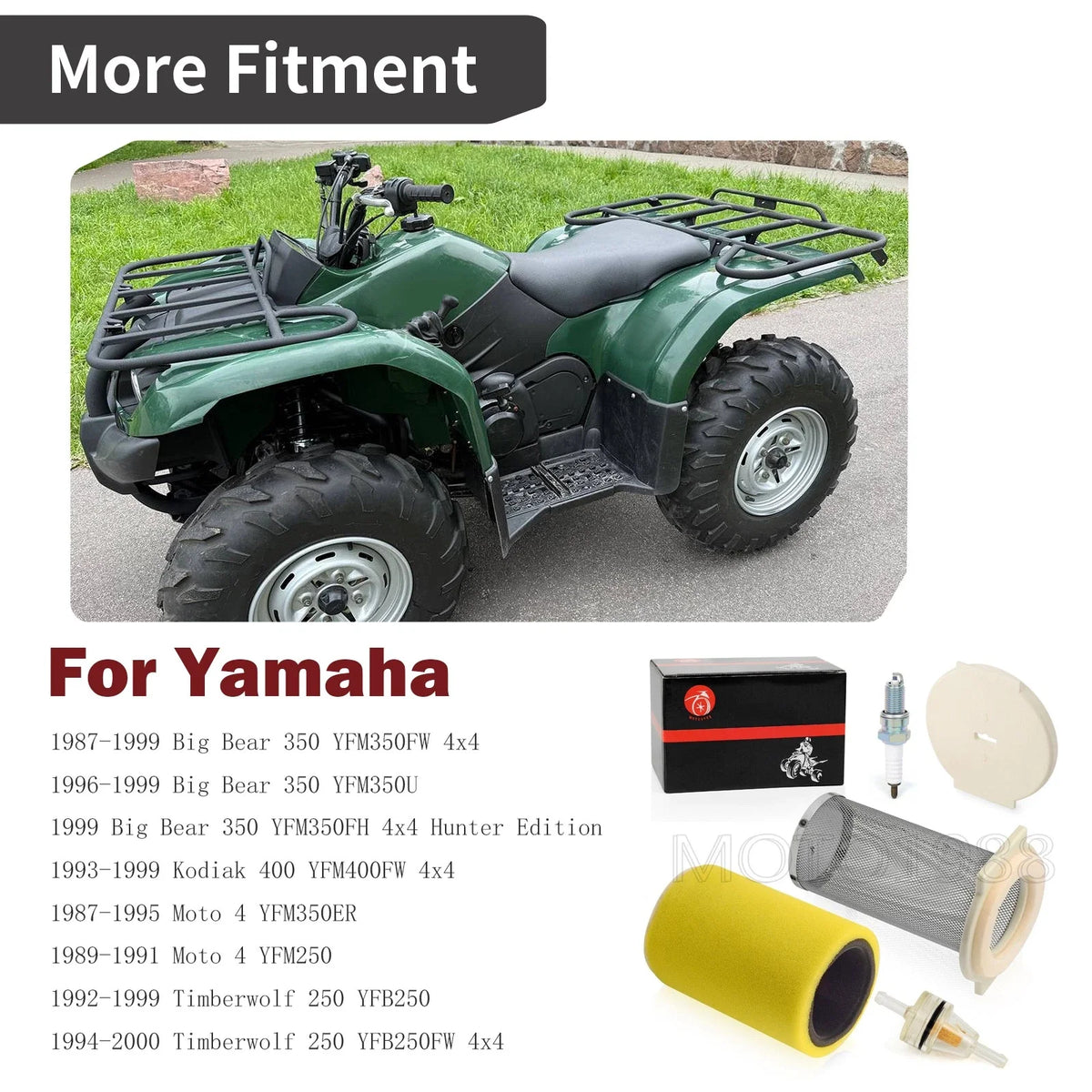 Air Fuel Filter Guide End Cap Spark Plug for Yamaha Big Bear 350 (1987–1999)