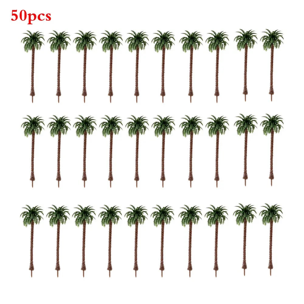 50pcs Coconut Palm Trees for Train Railway Diorama Landscape