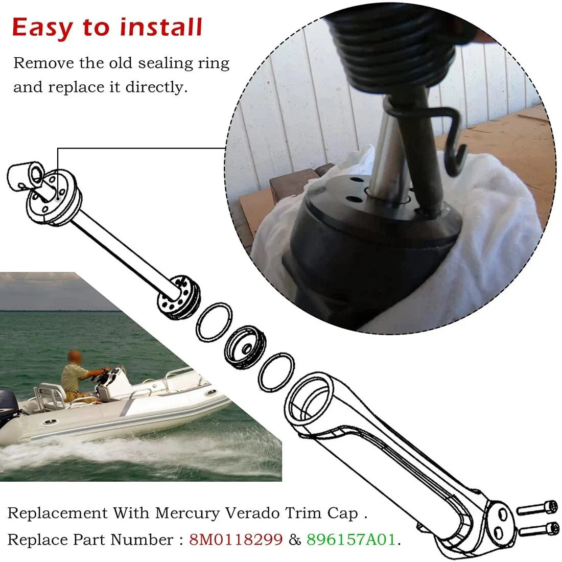 2X Trim Cap for Mercury Outboard Cylinder 2.6L L6 4.6L V8 (2005–2014) 8M0118299