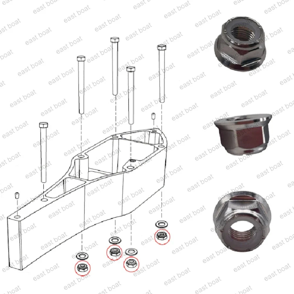 Nut 7/16-20 for Mercruiser Alternator & Sea Water Pump (11-859135, 817618)