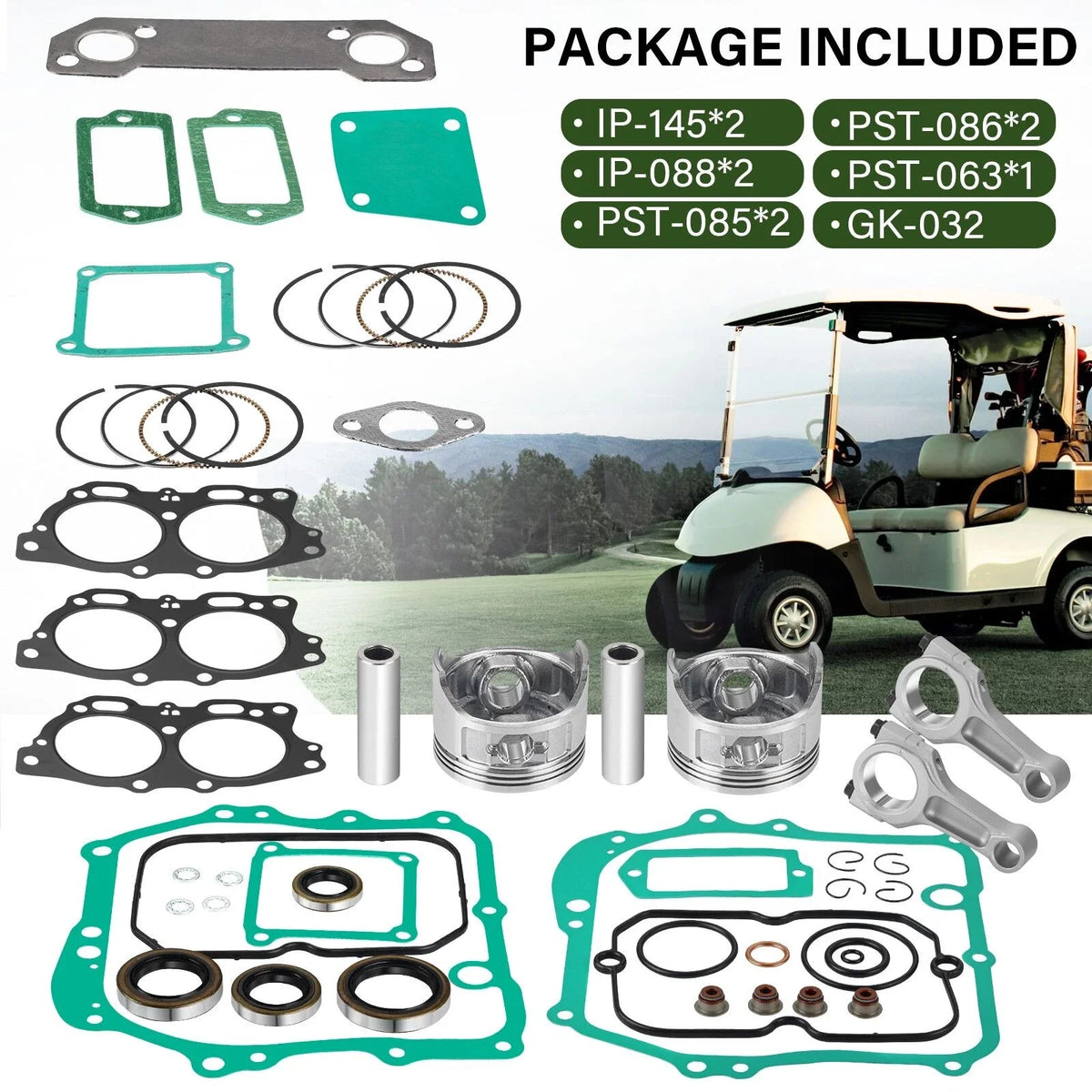 Billet Connecting Rods & Oversize 0.5mm Piston for EZGO 4Cycle EH35C 350cc