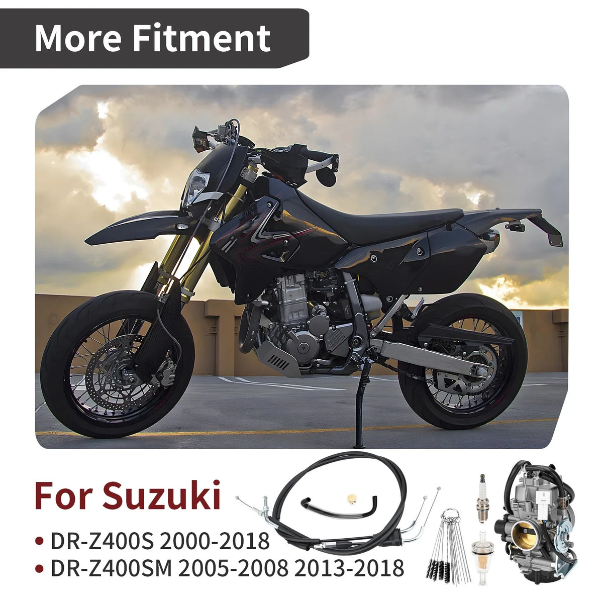 Carburetor Carb & Cable Assy 13200-29FB4 for Suzuki DRZ400SM (2005–2008, 2013–2018)