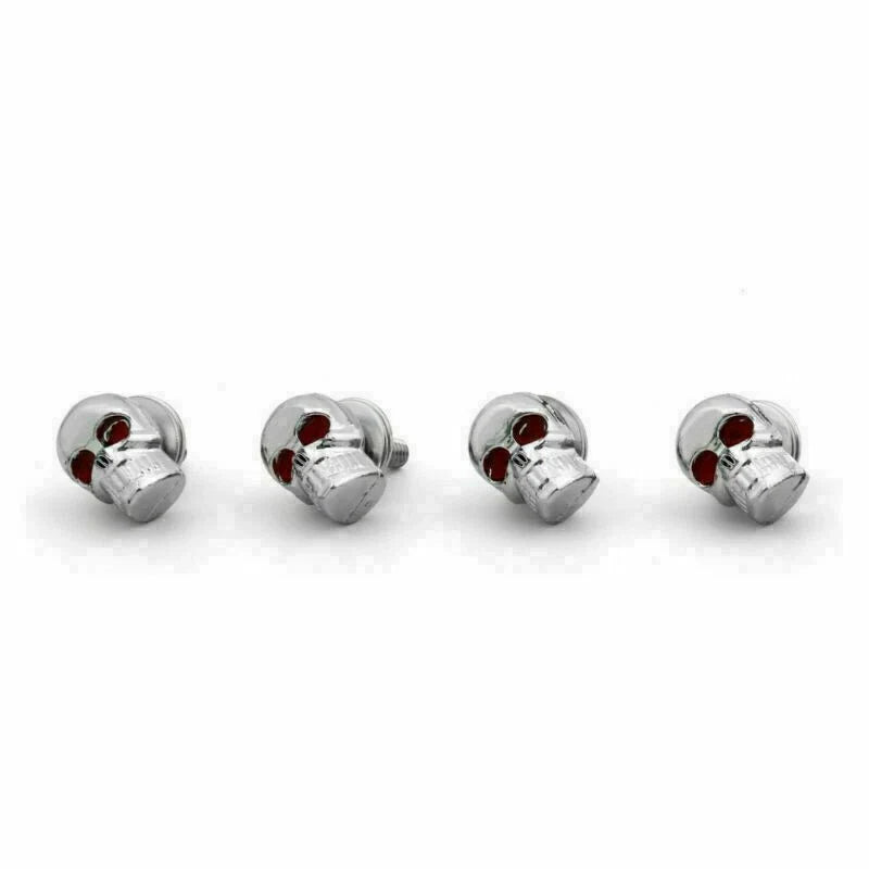 Set of 4 Chrome Skull License Plate Frame Screws T9 for Universal Motorcycles