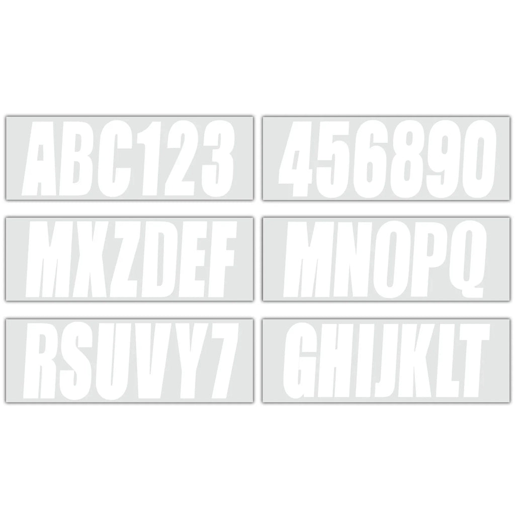 Set of 4 White PWC ID Numbers Decals Registration Stickers (0-9, A-Z)