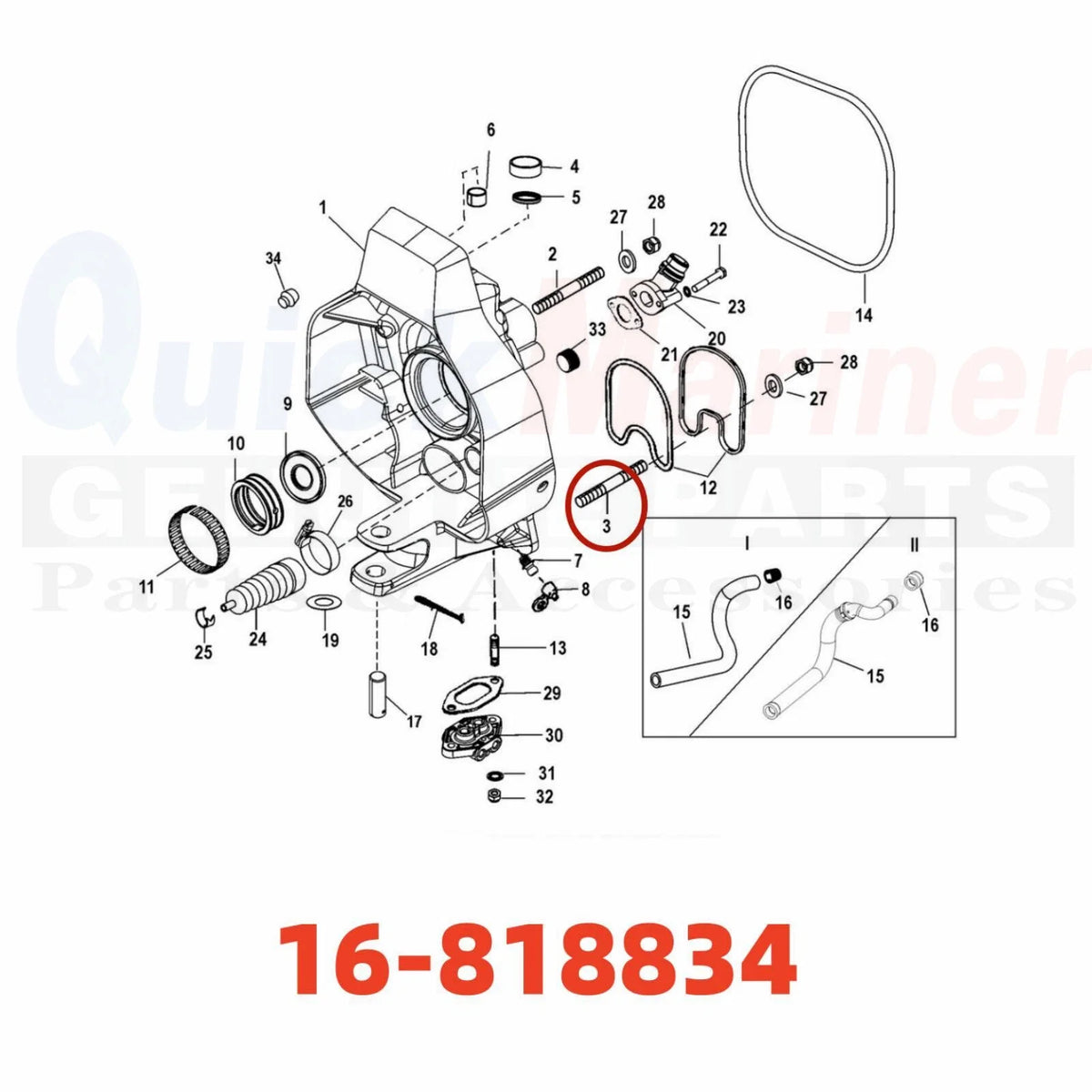 Set of 4 Studs for Mercury Mercruiser (16-866563)