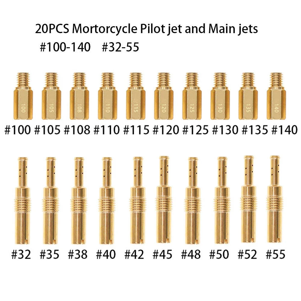 10x Carburetor Main Jets 100-140 & 10x Slow Pilot Jets 32-55 for OKO KOSO PE PWK (N/A)