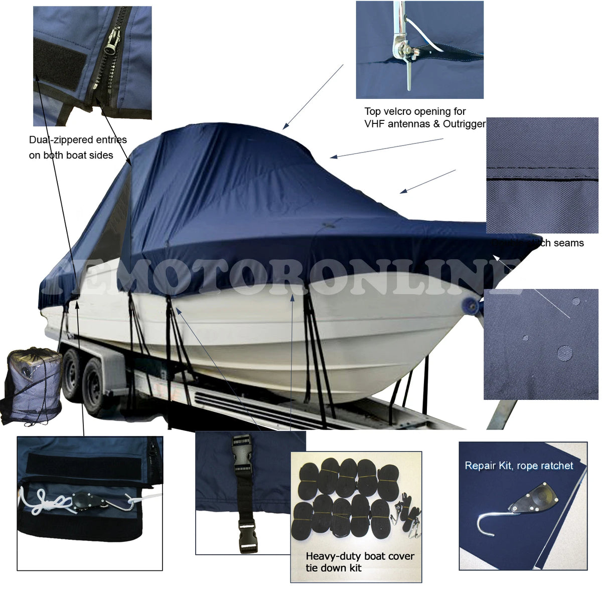 Pro-line 21 Sport Center Console T-Top Hard-Top Boat Cover Navy Breathable Guard