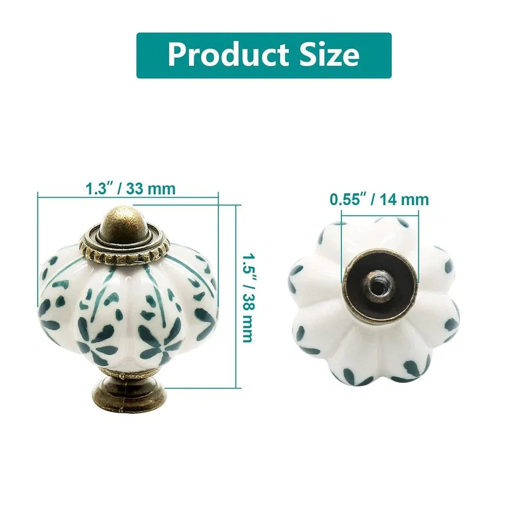 6X Elegant Pumpkin Ceramic Drawer Knobs for Dresser Hardware